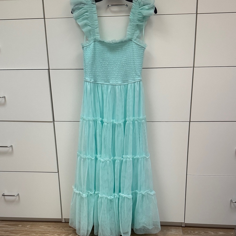 Flying Tomato Aqua Smocked Dress
